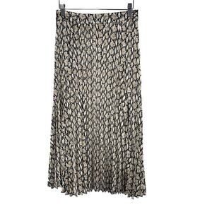 All In Favor Womens S Snake Print Pleated Midi Skirt Black Cream Animal Print